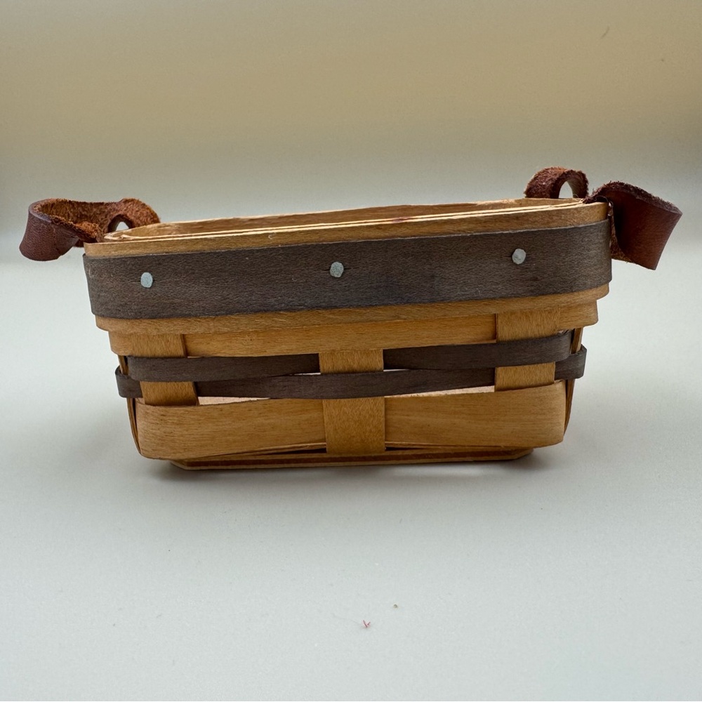 Royce Craft Basket Handcrafted with Leather Handles -small Made in Ohio